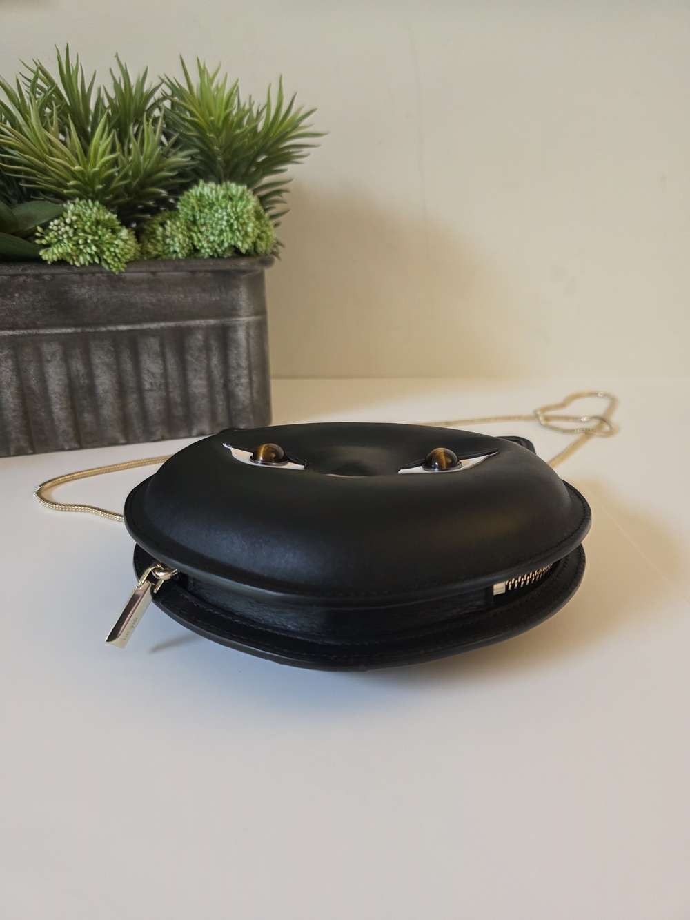 Kate Spade Meow Cat Crossbody Black Leather Chain Bag - Picture 9 of 13